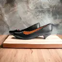 Tacones Carlota piel negra, tacón aguja 3.5 / CARLOTA-P-01 