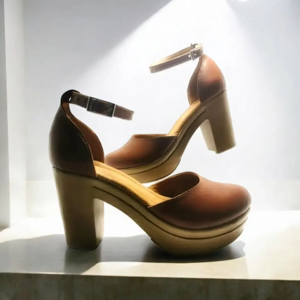 Tacones Quetzalí todo en piel Tabaco / QUETZ-P-03