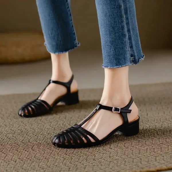 Tacones Génesis Piel Negra tacón 3 cms /GENE-P-03 