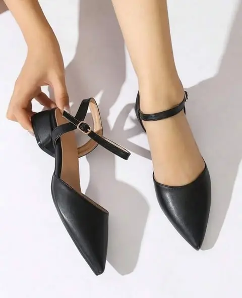 Tacones Verenice piel negra, cincho ajustable Tacón 3cms. / VERE-P-04 