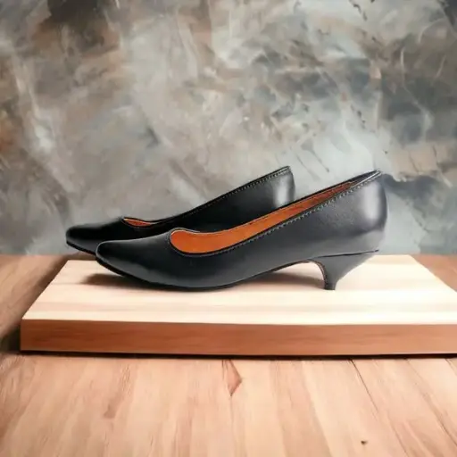 [CARLOTA-P-01] Tacones Carlota piel negra, tacón aguja 3.5 / CARLOTA-P-01 