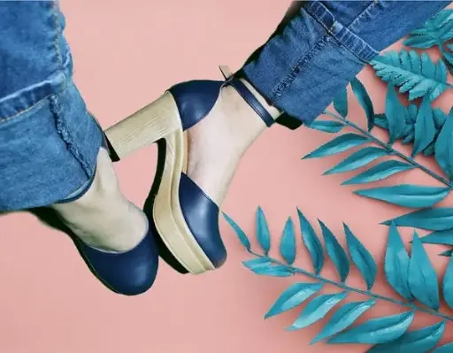 [QUETZ-P-05] Tacones Quetzalí todo en piel Azul / QUETZ-P-05