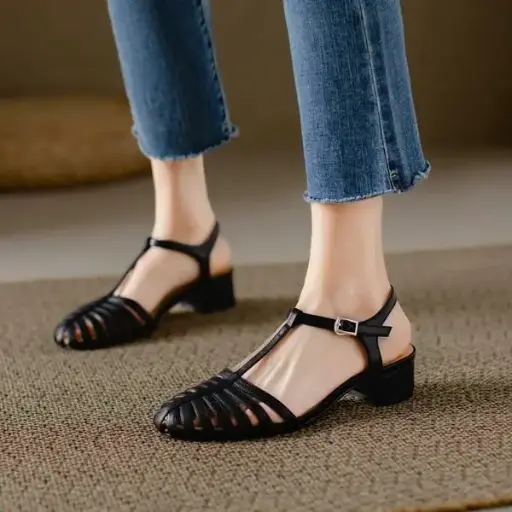 [GENE-P-03] Tacones Génesis Piel Negra tacón 3 cms /GENE-P-03 