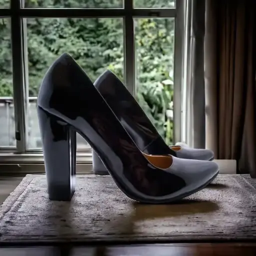 [STILEFC-35] Tacones Stilettos charol color negro tacón cuadrado 10 cms. / STILEFC-35 