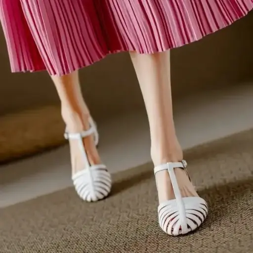 [GENEFC-21] Tacones Génesis semipiel blanca tacón 2 cms.