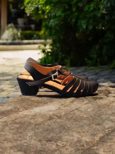 [GENEFC-04] Tacones Génesis semipiel negra tacón 4 cms. / GENEFC-04