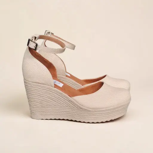 [ALPARFLOFC-09] Plataformas Alpargatas Altas, semipiel yute beige/ ALPARFLOFC-09