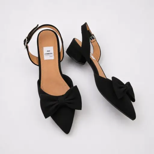 [VEREMOTAFC-03] Tacones Verenice Moño gamuza negra, Tacón 3 cms, forro piel / VEREMOTAFC-03