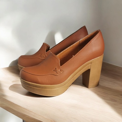 [MOCAFC-05] Platforms Mocasines semipiel gena, suela beige / MOCAFC-05